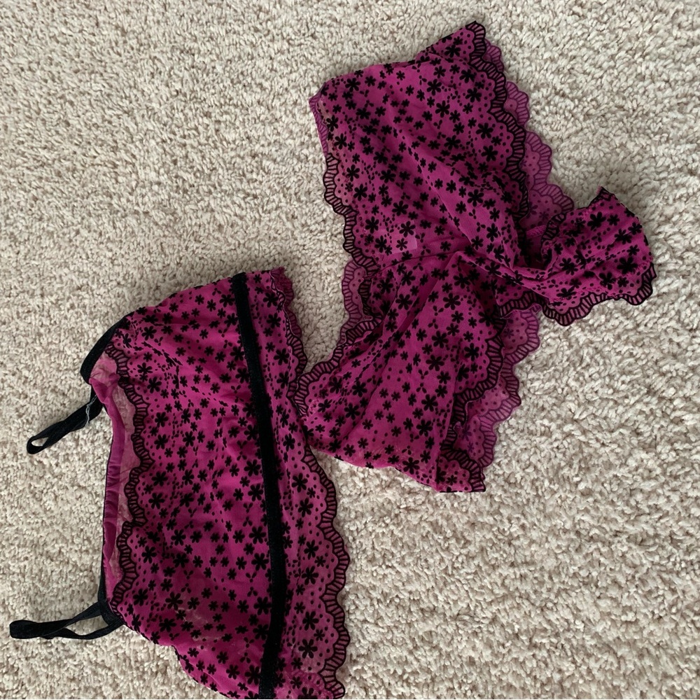 Jasmine and Ginger 2 piece burnout lingerie set